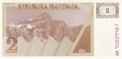 SLOVENIA P.2a - 2 tolarjev 1990 UNC