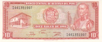 PERU P.112 - 10 Soles de Oro 1976 UNC