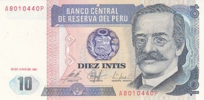 PERU P.129 - 10 Intis 1987 UNC