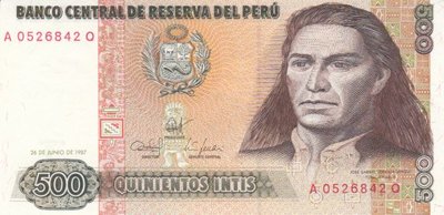 PERU P.134a - 500 Intis 1987 UNC