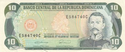 DOMINICAN REPUBLIC P.132 - 10 Pesos 1990 XF