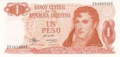 ARGENTINA P.287a - 1 Peso ND 1970-73 AU