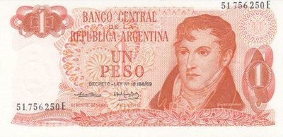 ARGENTINA P.293a - 1 Peso ND 1973-76 AU