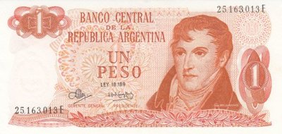 ARGENTINA P.293a - 1 Peso ND 1973-76 AU