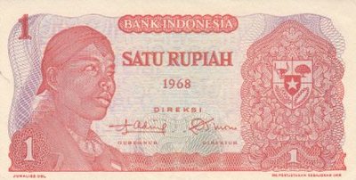 INDONESIA P.102a - 1 Rupiah 1968 XF