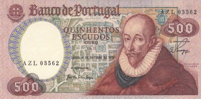 PORTUGAL P.177 - 500 Escudos 1979 XF Stained