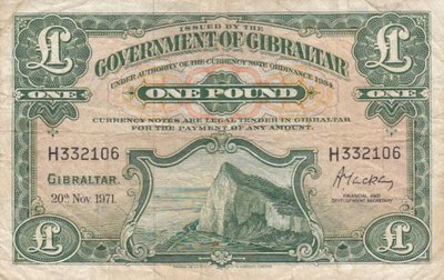GIBRALTAR P.18b - 1 Pound 1971 Fine