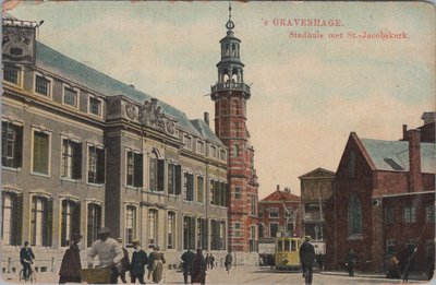 S GRAVENHAGE - Stadhuis met St. Jacobskerk