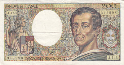 FRANCE P.155e - 200 Francs 1992 Fine