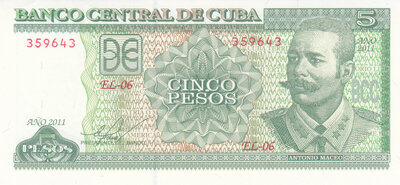 CUBA P.116l - 5 Pesos 2011 UNC