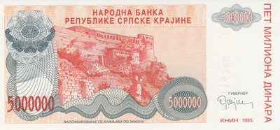 CROATIA P.R.24a - 5000.000 Dinara 1993 UNC