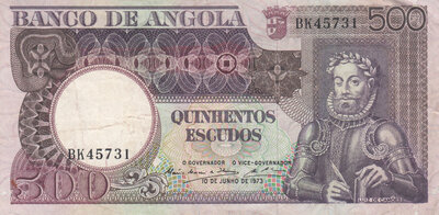 ANGOLA P.107 - 500 Escudos 1973 VF