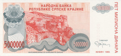 CROATIA P.R.24s - 5000.000 Dinara 1993 Specimen UNC