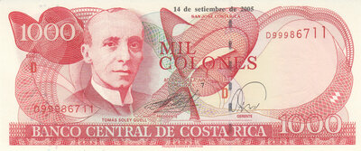 COSTA RICA P.264f - 1000 Colones 2005 UNC