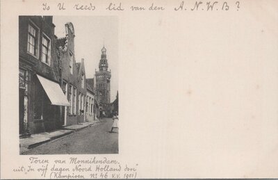 MONNIKENDAM - Toren van Monnikendan, uit: In vijf dagen Noord Holland door