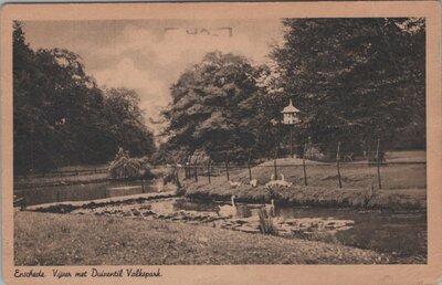 ENSCHEDE - Vijver met Duiventil Volkspark