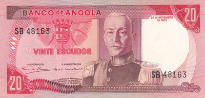 ANGOLA P.99 - 20 Escudos 1972 UNC