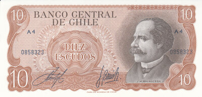 CHILE P.143 - 10 Pesos ND 1973 UNC