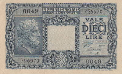 ITALY P.32a - 10 Lire 1944 XF