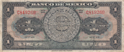 MEXICO P.46a - 1 Peso 1948 Fine