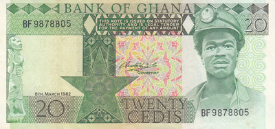 GHANA P.21c - 20 Cedis 1982 XF