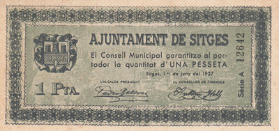 SPAIN T.2379 - 1 Peseta 1937 Civil War UNC