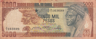 GUINEA -BISSAU P.9A - 5000 Pesos 1984 Fine