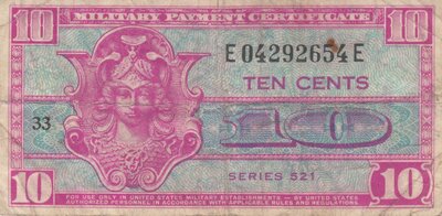 UNITED STATES M.30a - 10 Cents ND 1954 aVF