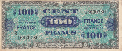 FRANCE P.123c - 100 Francs 1944 VF