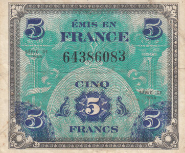 FRANCE P.115a - 5 Francs 1944 VF