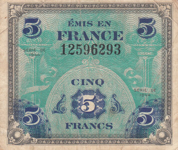 FRANCE P.115a - 5 Francs 1944 Fine/VF