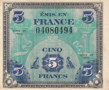 FRANCE P.115a - 5 Francs 1944 VF