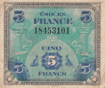 FRANCE P.115a - 5 Francs 1944 F/VF