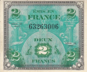 FRANCE P.114a - 2 Francs 1944 XF