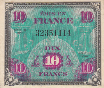 FRANCE P.116a - 10 Francs 1944 XF