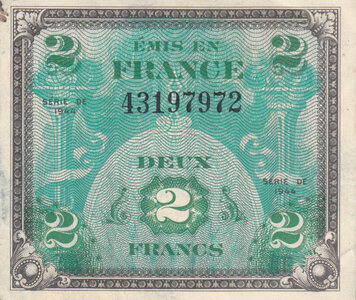 FRANCE P.114a - 2 Francs 1944 XF