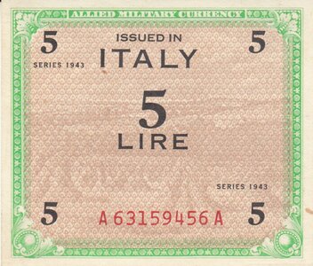 ITALY M.12a - 5 Lire 1943 AU