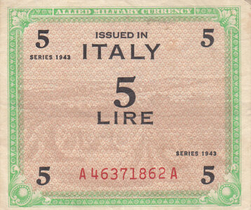 ITALY M.12a - 5 Lire 1943 VF