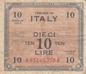 ITALY M.13a - 10 Lire 1943 Fine pencil