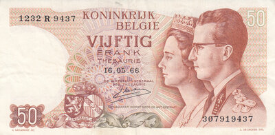 BELGIUM P.139 - 50 Francs 1966 VF