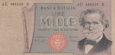 ITALY P.101e - 1000 Lire 1977 Fine/VF