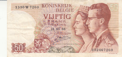 BELGIUM P.139 - 50 Francs 1966 VF