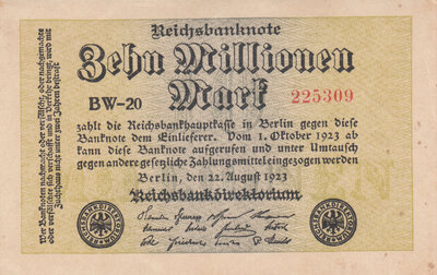 GERMANY P.106b - 10 Millionen Mark 1923 XF