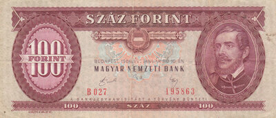 HUNGARY P.171h - 100 Forint 1989 aVF