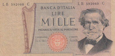 ITALY P.101b - 1000 Lire 1971 Fine/VF