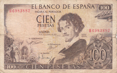 SPAIN P.150 - 100 Pesetas 1965 (1970) Fine