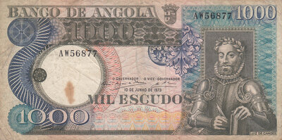 ANGOLA P.108 - 1000 Escudos 1973 Fine/aVF Stain