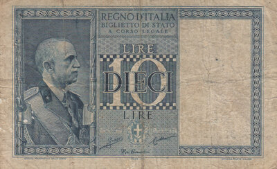 ITALY P.25a - 10 Lire 1935 Fine