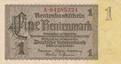 GERMANY P.173b - 1 Mark 1937 VF