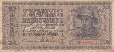 UKRAINE P.53 - 20 Karbowanez 1942 Fine